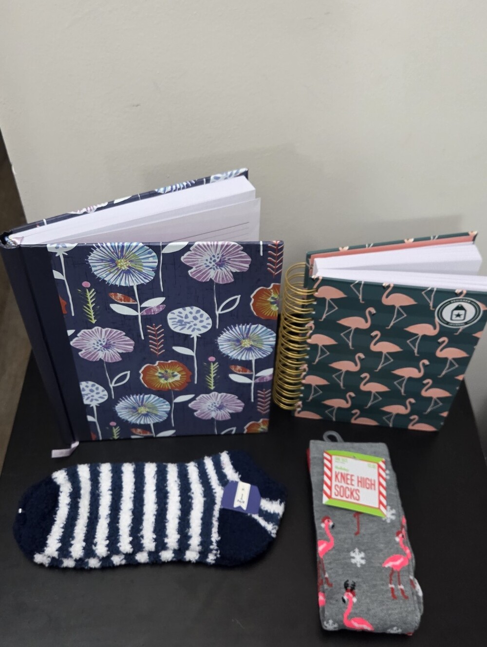 Cozy Journal & Socks Gift Set: 2 Hardcover Notebooks & 2 Pairs Socks Lot NWT